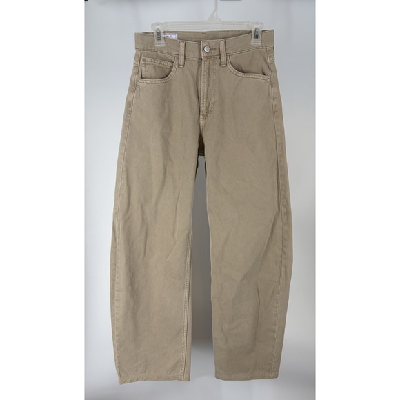 GAP Denim - GAP Jeans Women Size 26 2R Khaki Tan Barrel High Rise 100% Cotton Pants